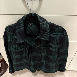 Madewell Black and Green Checkered Shirt Jacket